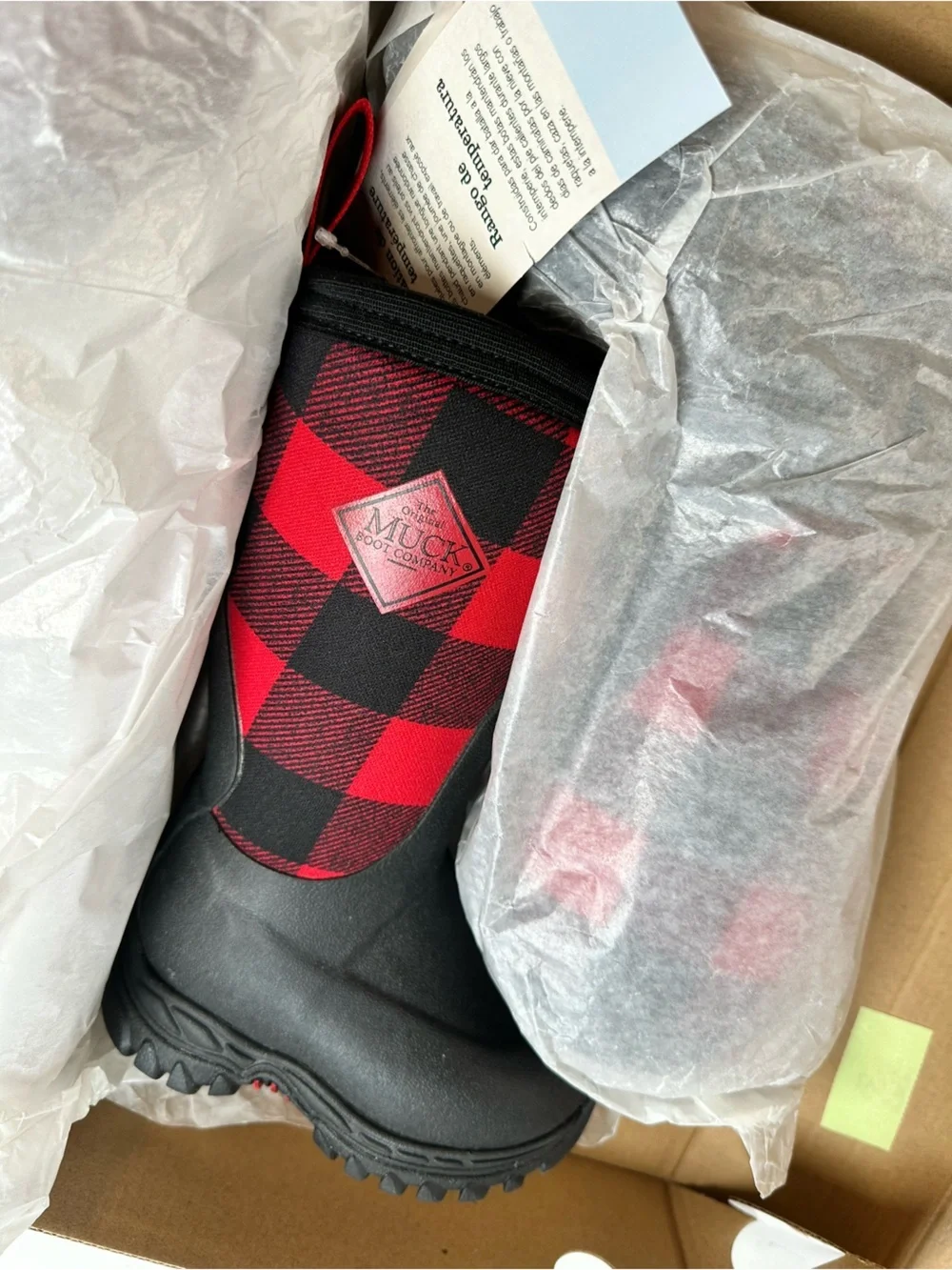 NIB The MUCK Boot Co Toddler/Kids Red Plaid Rugged II Rain Boot - Size C7